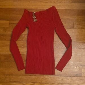 Red Sweater Dress Top